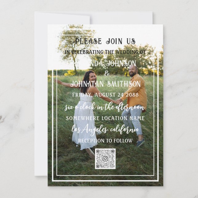 Invitación Código QR de Foto Personalizada Monograma enmarcad (Anverso)