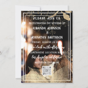 Invitación Código QR de Foto Personalizada Monograma Negro Bl