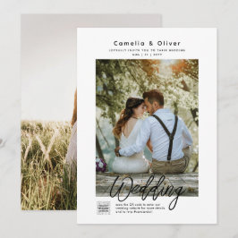 Invitación CÓDIGO QR DE FOTOS DE BODAS minimalista EN BLANCO