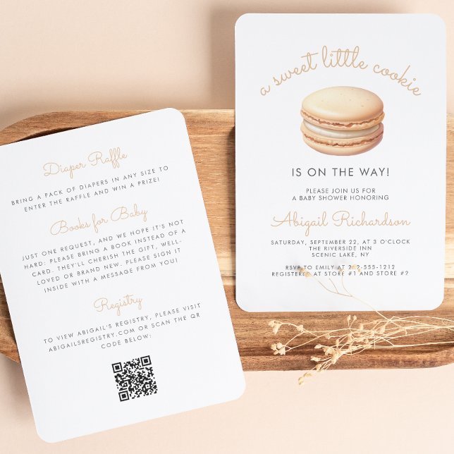 Invitación Código QR de Galletita Macarón Neutral para Baby S (Subido por el creador)