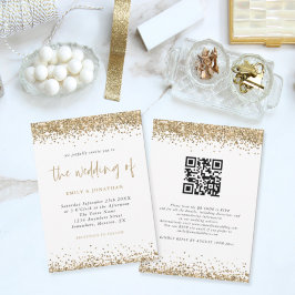 Invitación Código QR de Guión de Boda con Confeti Brillante D