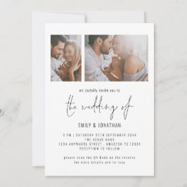 Invitación Código QR de guion de foto de 2 modernos para boda