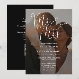 Invitación Código QR de guión moderno para foto de boda de Sr