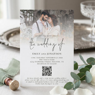 Invitación Código QR de la boda con superposición de foto mod