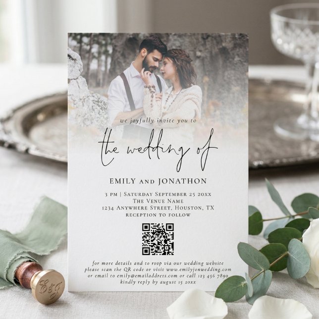 Invitación Código QR de la boda con superposición de foto mod (Subido por el creador)