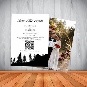 Invitación Código QR de la boda de Pine Tree Mountain Save Th