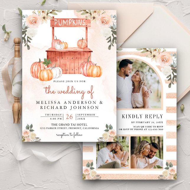Invitación Código QR de la Boda del Mercado de Calabaza Flora (Subido por el creador)