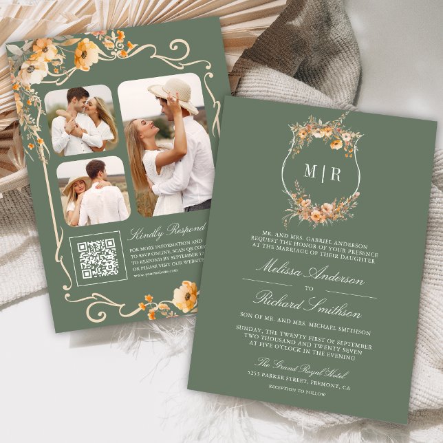 Invitación Código QR de la Cresta de Flor Silvestre de Otoño  (Subido por el creador)