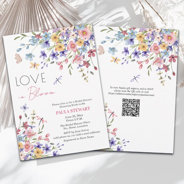 Invitación Código QR de la ducha de novia con libélulas de am (Subido por el creador)