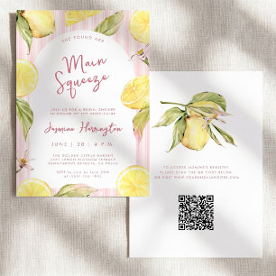 Invitación Código QR de la ducha de novia de limón Main Squee