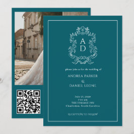 Invitación Código QR de la fiesta de compromiso Elegant Tale