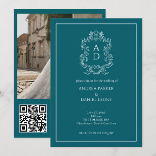 Invitación Código QR de la fiesta de compromiso Elegant Tale 