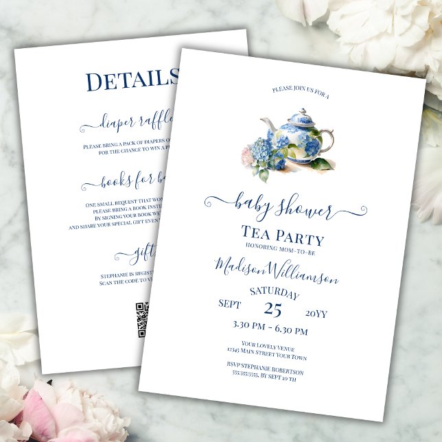 Invitación Código QR de la fiesta de té para baby shower de H (Subido por el creador)