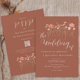 Invitación Código QR de la Flor Silvestre Boho Fall