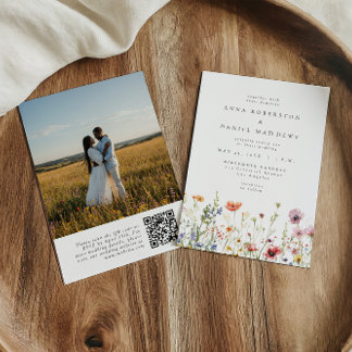 Invitación Código QR de la foto de boda de prado floral de pr