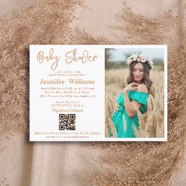 Invitación código qr de la foto de la ducha de bebé de script
