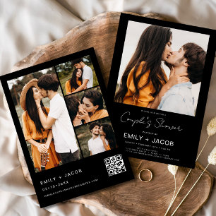 Invitación Código QR de la foto de la ducha de la pareja negr