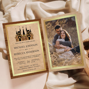 Invitación Código QR de la foto del castillo de cuento de had