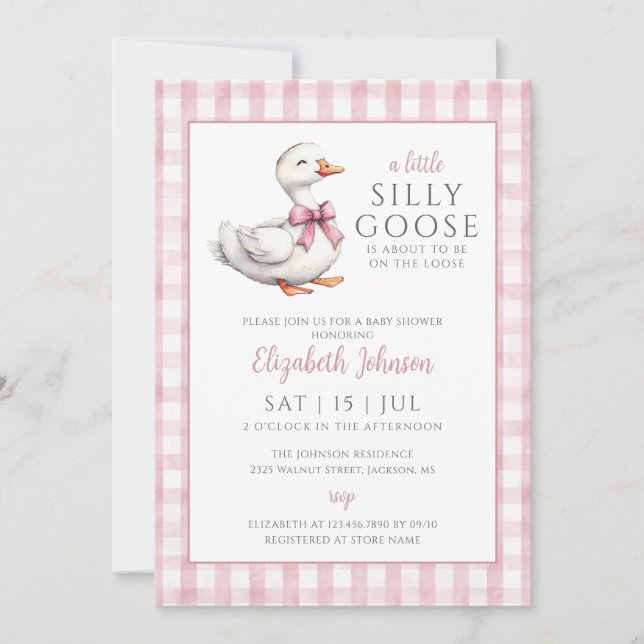 Invitación Código QR de la foto rosa de Baby Shower de Silly  (Anverso)