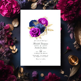 Invitación Código QR de la Marina Magenta y el Boda floral de