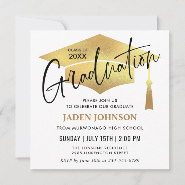 Invitación Código QR de la Parte de Graduación Simple Moderna (Anverso)