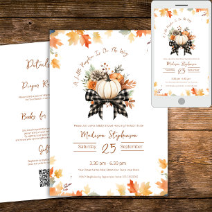Invitación Código QR de la pequeña calabaza de cinta a cuadro