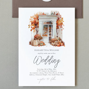 Invitación Código QR de la puerta delantera del Boda de otoño