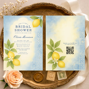 Invitación Código QR de limón italiano de la costa de Amalfi 