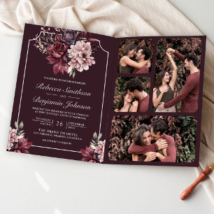 Invitación Código QR de Marco Floral Malhumorado Ciruela Oscu