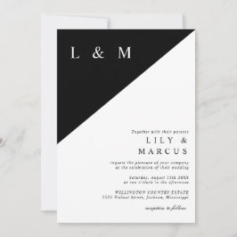 Invitación Código QR de matrimonio simple negro y blanco