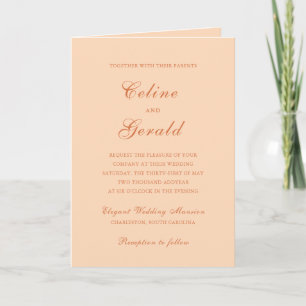 Invitación Código QR de melocotón clásico elegante boda