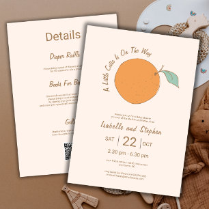 Invitación Código QR de Naranja Pequeña y Linda Moderna   Bab