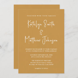 Invitación Código QR de oro de miel todo en un Boda moderno