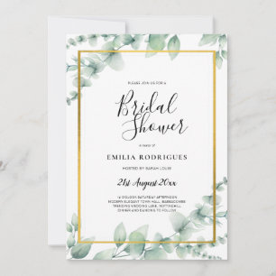 Invitación CÓDIGO QR DE ORO DE ORO de Eucalyptus Greenery BRI