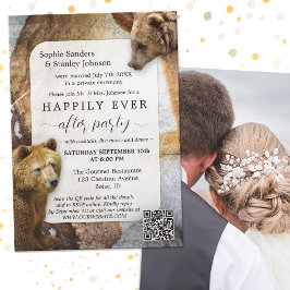 Invitación Código QR de oso boho foto después de la invitació