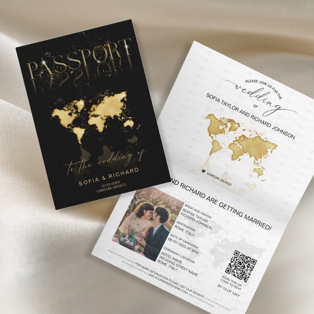 Invitación Código QR de Pasaporte de Boda de Destino Tropical (Subido por el creador)