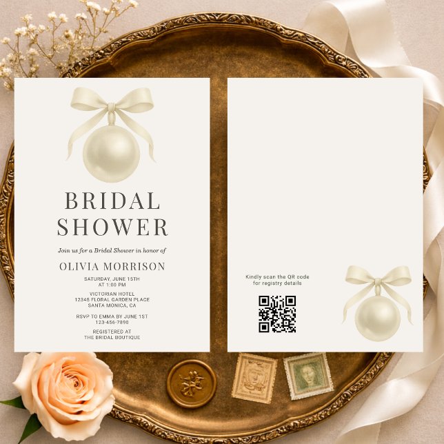 Invitación Código QR de Perlas Blancas para Despedida de Solt (Subido por el creador)