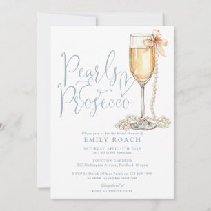 Invitación Código QR de Perlas y Prosecco Azul Fiesta de Desp