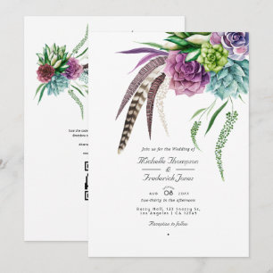 Invitación Código QR de plantas suculentas boho RSVP Boda