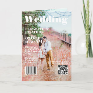 Invitación Código QR de Portada de Revista de Boda