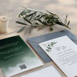 Invitación Código QR de presupuesto acuarela eucalipto botáni
