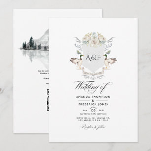 Invitación Código QR de respuesta de boda con cresta de monog
