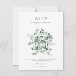 Invitación Código QR de respuesta de boda con vegetación de e