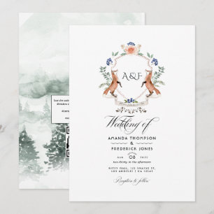 Invitación Código QR de respuesta de boda de la Cresta de Lau