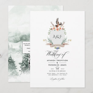 Invitación Código QR de respuesta de boda Laurel Crest Bosque