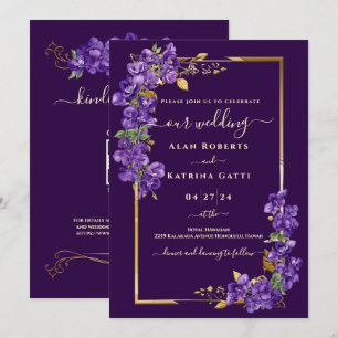 Invitación Código QR de respuesta de boda Violeta Púrpura Osc