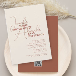Invitación Código QR de respuesta minimalista terracota terro