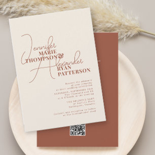 Invitación Código QR de respuesta minimalista terracota terro
