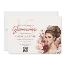 Código QR de Rosa con Rubor Rosa para Quinceañera