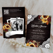 Código QR de Rosas de Borgoña y Girasoles para Des